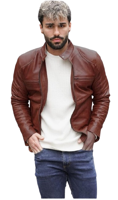 mens brown leather jacket