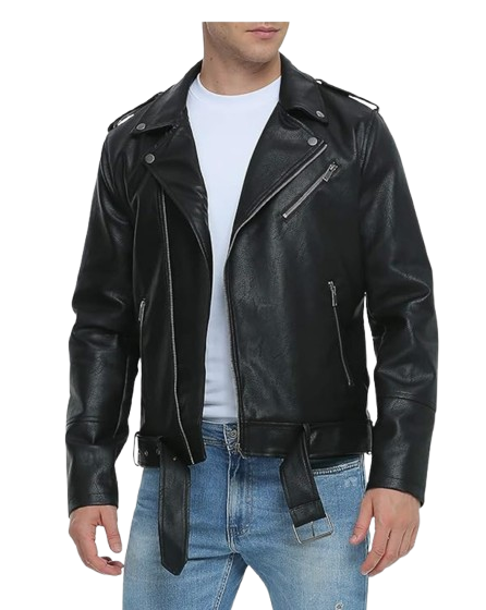 black leather bomber jacket