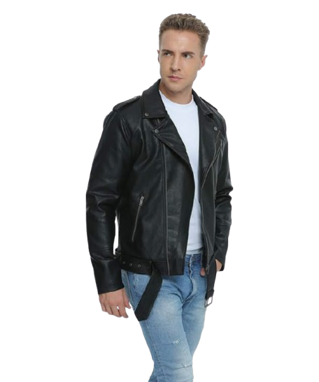 mens black leather jacket