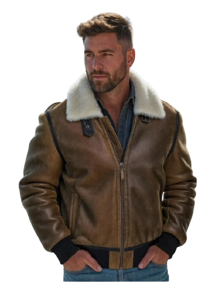 Classic B-3 Sheepskin Leather Bomber Jacket