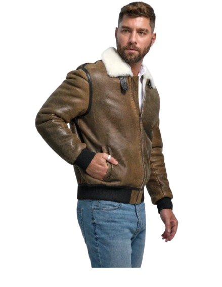 Classic B-3 Sheepskin Leather Bomber Jacket