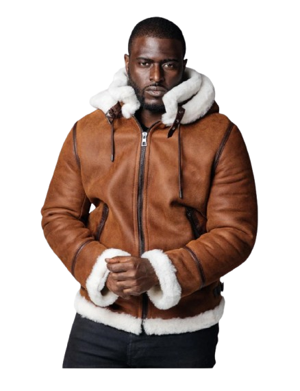 hooded shearling coat - hooded shearling jacket