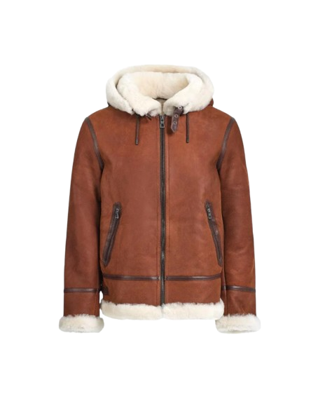 hooded shearling coat - hooded shearling jacket