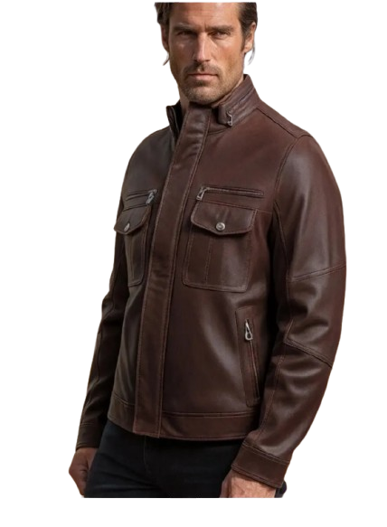 men's quilted leather motorcycle jacket