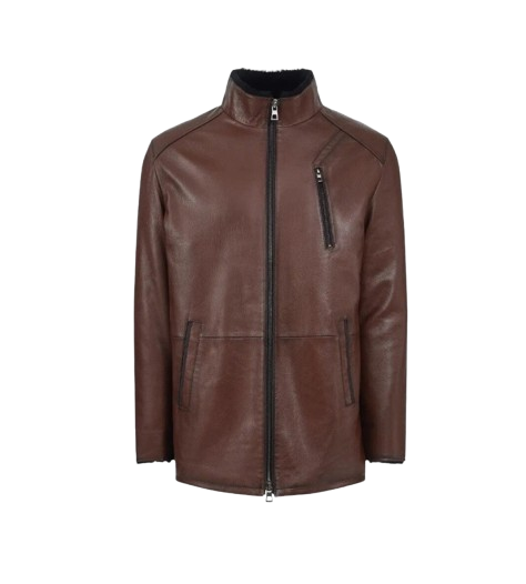 leather and shearling jacket-leather shearling coat